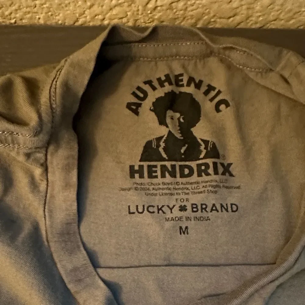 Lucky Brand Jimi Hendrix Graphic Tee - Olive Embroidered Flowers - Picture 2 of 4